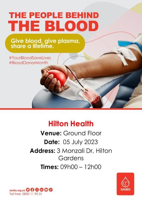 blood drive 5 july hilton health