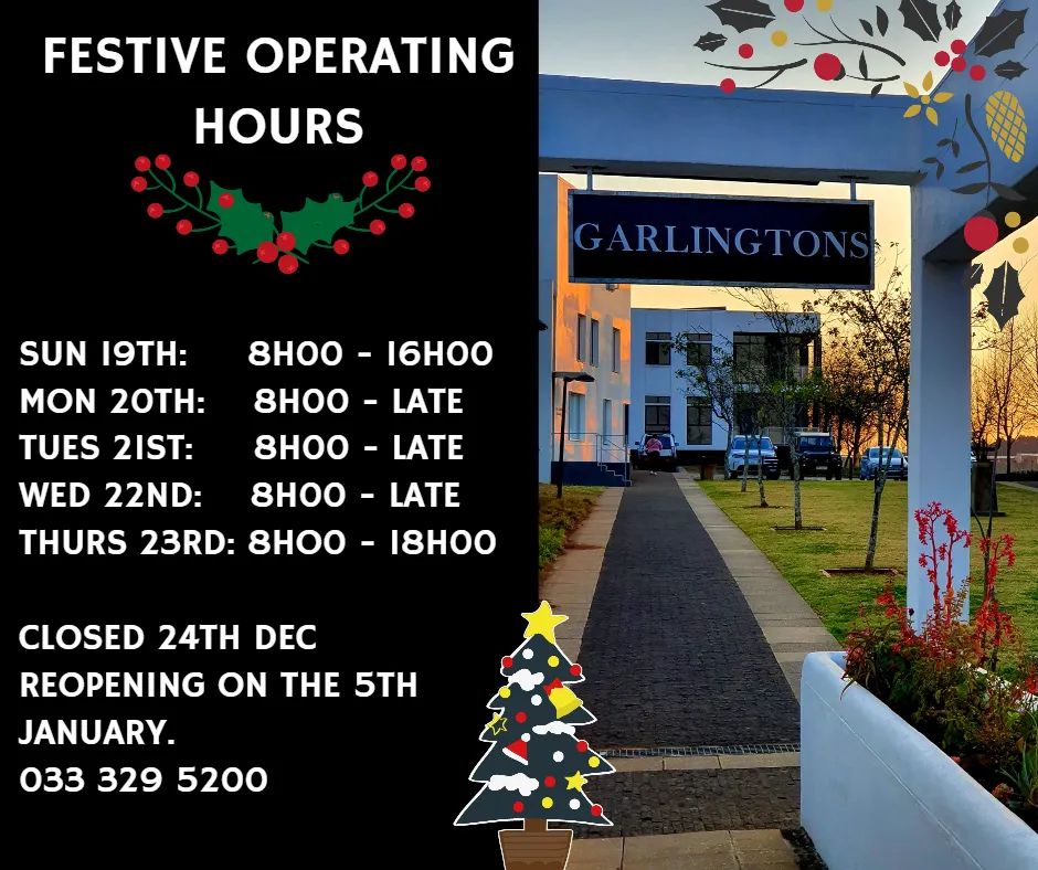 garlingtons sesonal openng times 2021 copy