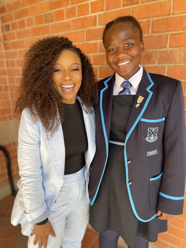 Nomzamo Mbatha and Head Girl Bahati Dakile