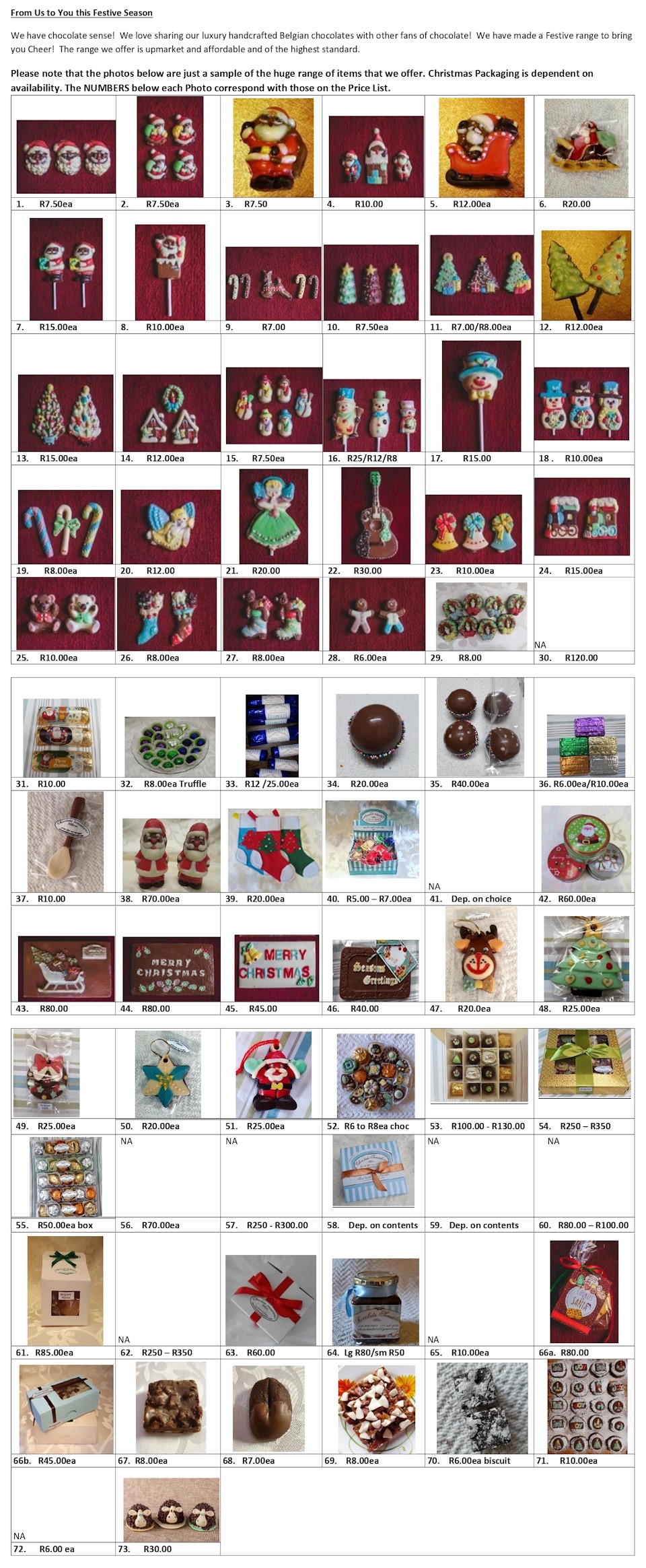 Christmas 2023 Chocolate Sensations Pricelist 960