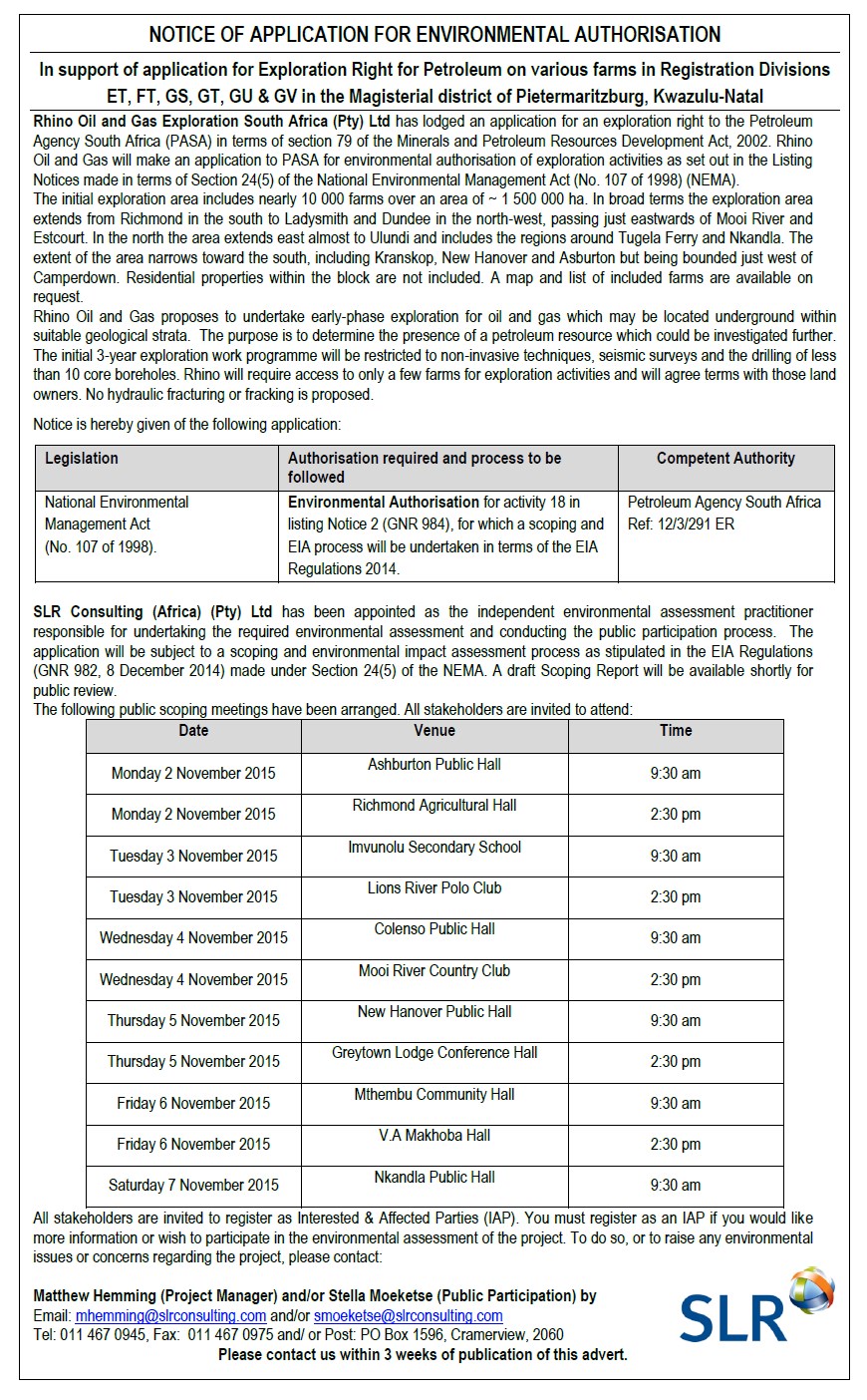 slr notice hilton